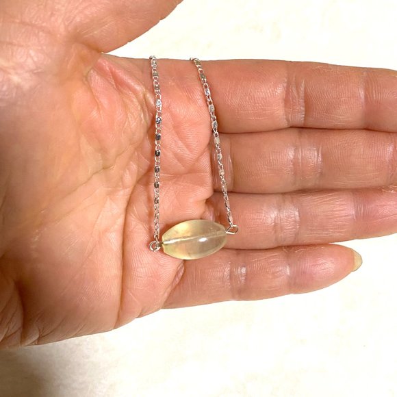 2/$20, Light Green Prehnite Necklace, Genuine Barrel Gemstone Bar Pendant - Picture 10 of 10